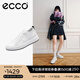 愛步（ECCO）板鞋女 增高厚底簡約百搭平底鞋牛皮休閑鞋 街頭856813 白色85681350874 37