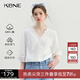 KBNE襯衫女法式蕾絲V領(lǐng)襯衣夏季新款洋氣今年流行漂亮內(nèi)搭小衫女 白色 S