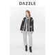 DAZZLE地素菱形格絎棉小外套時(shí)尚黑白拼接設計中長(cháng)款棉服 黑色 M