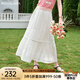 Olrain歐芮兒白色半身裙女夏季新款度假風(fēng)氣質(zhì)仙女蛋糕裙 椰奶白 L
