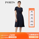 PORTS寶姿春季新品女裝褶裥設計感真絲連衣裙ALP8D066QWT015 丈青 M (6)