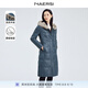 娜爾思（NAERSI）水貂毛領白鴨絨長款綿羊皮羽絨服外套女冬新款 灰群青色 L