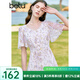 百圖betu女裝夏季新款連衣裙V領(lǐng)碎花顯瘦飛飛袖連衣裙女2304T82 淡紫 M
