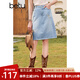 百圖betu女裝夏季新款半身裙蝴蝶刺繡高腰百搭牛仔裙女2406X05 牛仔色 S