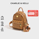 CHARLIE&KELLI CK品牌輕奢包包女包雙肩包女士2025新款滿(mǎn)印背包書(shū)包女生日禮物 棕色大號【京倉配送 贈禮袋】