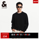 杰克·瓊斯（JACK&JONES）男裝針織衫純色舒適純棉立體鋼印圓領(lǐng)套頭毛衣 E40 黑色 XL 185