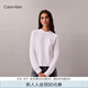 Calvin KleinJeans25秋季新款女士休閑通勤ck純棉刺繡純色打底長(zhǎng)袖T恤47D269G YAA-月光白 S