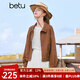 百圖betu女裝秋季新款短外套復(fù)古新回潮麂皮絨夾克式外套2409T60 駱駝色 S