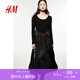 H&M女裝連衣裙2025年秋季新款燈籠裙擺禮服裙1270121 黑色 165/96 M