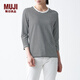 無印良品 MUJI 女式 印度棉天竺編織 七分袖T恤 BBK01A1S 黑色X圖案 M