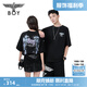 BOY LONDON【煙花】潮牌短袖秋季燙鉆翅膀印花時尚寬松T恤N01005 黑色 S