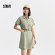 森馬（Semir）連衣裙女氣質(zhì)工裝裙子夏天女裝24夏純棉polo領(lǐng)短裙 土灰綠40901 M