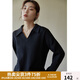 獨束大碼女裝改良式復古V領(lǐng)寬松衛(wèi)衣女秋冬新款胖mm顯瘦百搭上衣 活性黑 XL