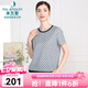 米蘭登（MILANDON）2025夏季新款中老年女裝媽媽裝圓領(lǐng)格子針織短袖t恤女薄3Q2T1132X 綠花 XL