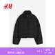 H&M女裝棉服冬季寬松立領(lǐng)舒適短款保暖拉鏈外套棉衣1161620 黑色 L 170/104