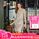 美標(biāo)送禮吊帶真絲睡裙女夏100%桑蠶絲綢性感睡衣涼感胸墊家居服連衣裙 白茶灰 M （160/84A）