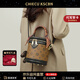 Chiecu Kscbn CK輕奢包包女款手提斜挎包女士印花新款圓筒包情人節生日禮物 咖啡色【送老婆送女友送媽媽】