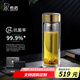 希諾（HEENOOR）雙層抗菌玻璃杯男士大容量杯子高顏值車載便攜透明帶濾網(wǎng)高檔水杯 XN-1929-金色 390ml