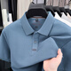 老人頭100%長(cháng)絨棉短袖T恤男士翻領(lǐng)純色POLO衫上衣半袖衫大碼美式體恤衫 AZ-3316灰藍 XL 175