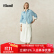 ELAND【棉麻混紡】衣戀短外套女透氣舒適簡約直筒衣2025夏季新款 淺藍色(51)L/Blue S /160