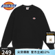 dickies春夏logo貼布繡休閑美式圓領(lǐng)毛圈衛(wèi)衣寬松男女情侶裝 黑色 M