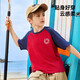 ASK JUNIOR男童短袖T恤夏兒童插肩撞色休閑純棉打底衫 紅色  150 