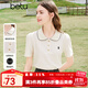 百圖betu女裝春夏新款T恤復古學(xué)院POLO領(lǐng)顯瘦短袖T恤女2403T16 淺杏色 M