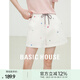 百家好（Basic House）Basic House/百家好撞色波點短褲女2025夏季新款高級松緊腰闊腿褲 白色 XL