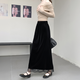 黑色絲絨蕾絲拼接半身裙女冬季2025新款高腰a字冬裙開(kāi)叉半身長(cháng)裙 黑色（不加絨） 均碼 80-150斤