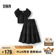 森馬（Semir）套裝女大圓領(lǐng)短上衣木耳邊蛋糕裙2025夏季肌理兩件套109325117003