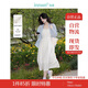 茵曼（INMAN）夏季提花肌理女裝純色吊帶連衣裙顯瘦百搭風(fēng)中長(cháng)裙子 田園杏 M