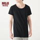 無(wú)印良品 MUJI 男式 羊毛 圓領(lǐng)短袖T恤 69AA471 黑色 L