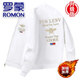 羅蒙（ROMON）輕奢男士刺繡外套春秋薄款2025新款潮牌小蜜蜂加絨休閑夾克上衣 GB8881E 白色白蜂【加毛絨】 加 XL