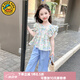 G.DUCKKIDS小黃鴨女童夏裝套裝2025新款洋氣兒童衣服夏季韓版女寶寶休閑服裝 花朵款藍色 110 建議100-110cm3-4歲