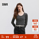 森馬（Semir）毛衣女短款假兩件正肩顯瘦2025春季新款緊身絞花毛衫慵懶氣質(zhì) 白灰色調00312 XL 170/92A