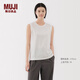 無印良品（MUJI）女式 天竺編織 無袖T恤 上衣打底衫女款內(nèi)搭背心 坎肩 25年夏季 白色 M (160/84A)