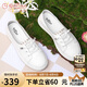 金利來（goldlion）女鞋休閑板鞋圓頭舒適平底耐穿免系帶小白鞋 668220189白杏39