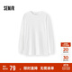 森馬（Semir）長(cháng)袖T恤女中長(cháng)款寬松發(fā)熱純色插肩袖2025冬抓毛開(kāi)叉109725101002
