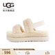 UGG春季女士時(shí)尚休閑舒適厚底彈力束帶露趾茸茸涼鞋 1120876 NAT | 自然白色 37