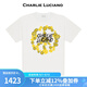 Charlie Luciano【李汶翰同款】和平笑臉新款印花插畫圓領(lǐng)短袖男女情侶同款T恤 白色 S 165