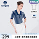 Navigare意大利小帆船短袖針織衫女士夏季顯瘦時(shí)尚條紋POLO衫V領(lǐng)毛衣T恤衫 海軍藍(lán)/白 XL 碼