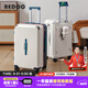 REDOO行李箱大容量箱子多功能拉桿箱男女高顏值旅行箱萬(wàn)向輪密碼箱皮箱 白配藍【杯架+USB+手機支架】 28英寸 甄選MAX版
