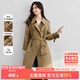 尚都比拉曠野美拉德穿搭雙排扣系帶收腰中長(cháng)款風(fēng)衣外套女英倫風(fēng) 咖色 L 