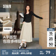 森馬（Semir）半身裙女磨毛純色A字長裙簡約百搭秋季純棉寬松傘裙顯瘦潮流 淺卡其50356 L