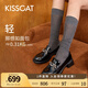 KISSCAT接吻貓2025年春季新款星空樂福鞋舒適通勤百搭小皮鞋女KA65134-10 黑色 （瘦腳卡碼拍小一碼） 38