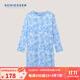 舒雅（Schiesser）女士圓領(lǐng)純棉印花短裙連衣裙家居服睡裙E1/23211D 粉藍 XL