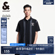 杰克·瓊斯（JACK&JONES）25年男裝短袖POLO衫男士條紋潮流寬松翻領重磅純棉夏季足球風T恤 E40黑色 常規(guī) 3XL