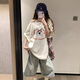 LDBE斜肩辣妹短袖t恤女夏季2025年新款顯瘦慵懶松弛感半袖上衣純欲風(fēng) 白色 M 【80-100斤】