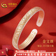 中國黃金（CHINA GOLD）銀手鐲足銀卷草紋心經(jīng)手鐲泥鰍背開口手鐲送老婆女友七夕禮物 約30g-常規(guī)款