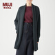 無印良品 MUJI 女式 含牦牛絨毛圈花式線長開衫長袖針織衫毛衣女裝W9AA052 炭灰色 M-L (165/88A）